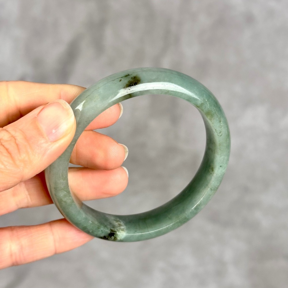 Fairycore Chic Green Burmese Jadeite Jade Bangle Chunky BOHO Bracelet 58.87MM